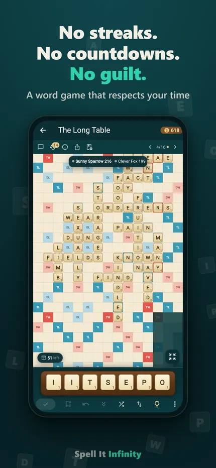A quiet board with no timers or streak counters